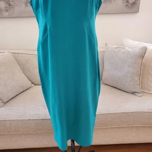 Zac Posen: Jujy Key-hole Sheath Dress In Teal - NEW